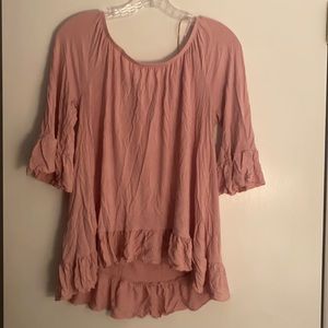 Off shoulder loose top - ruffle sleeves and waist